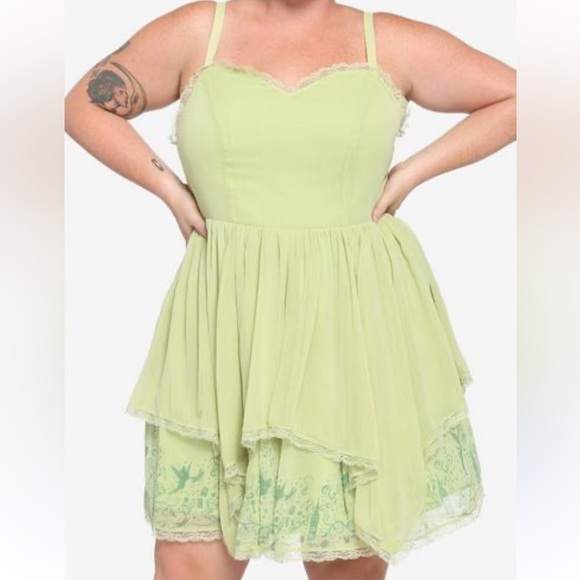 Disney Dresses & Skirts - Disney tinkerbell cosplay Lime Green Lace Trim Dress Sz 1X lace up bodice